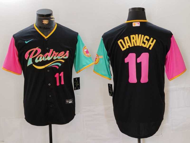 Mens San Diego Padres #11 Yu Darvish Black Player Number Fashion Baseball Jersey->san diego padres->MLB Jersey